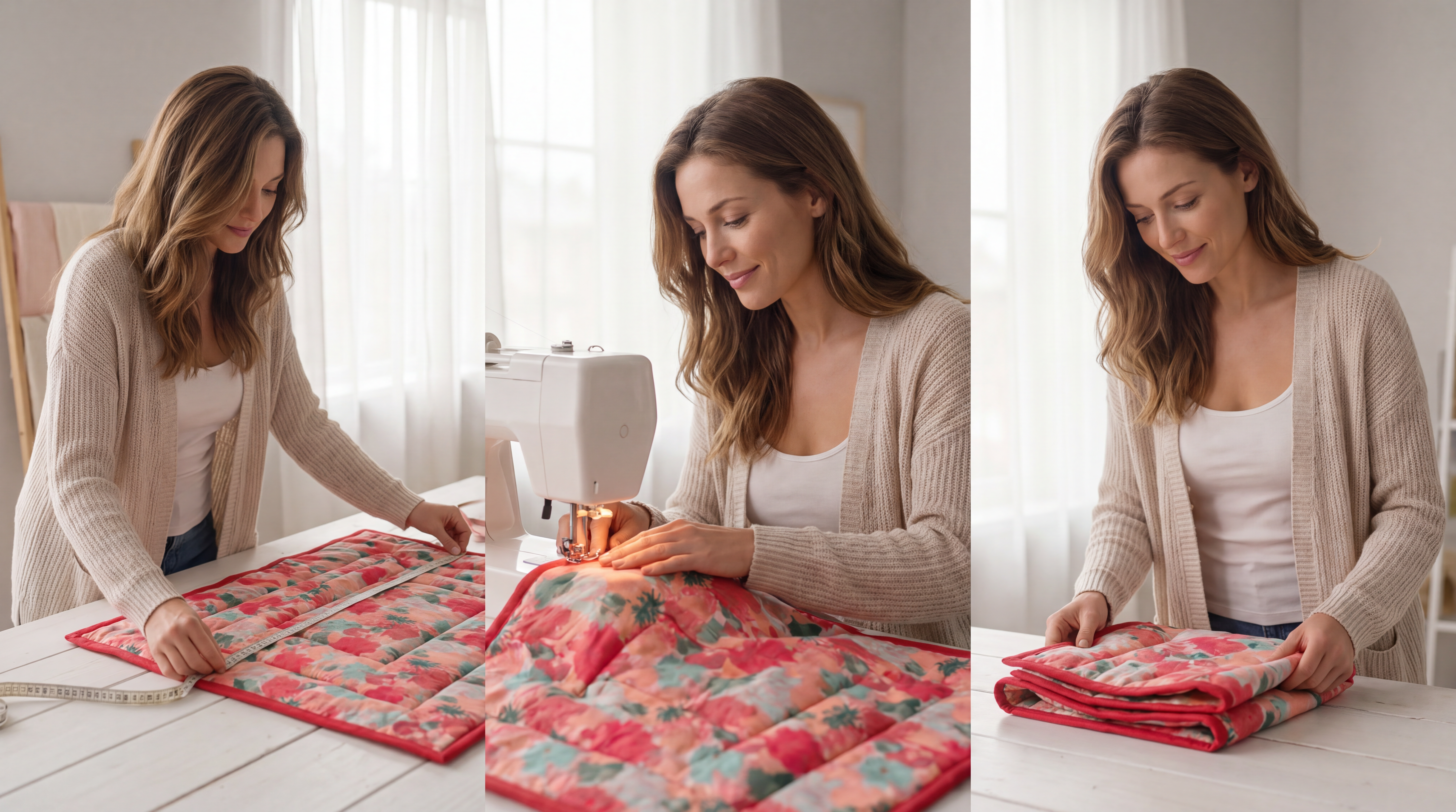 The quilting and hand-finished edge of a Singular mat